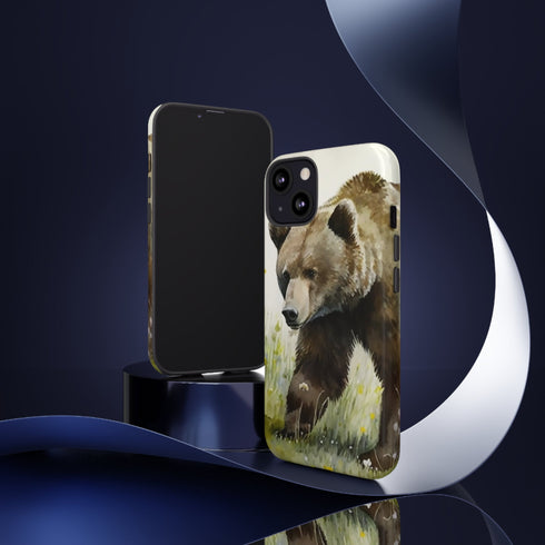 Grizzly Bear in a Field - Impact Resistant Phone Case
